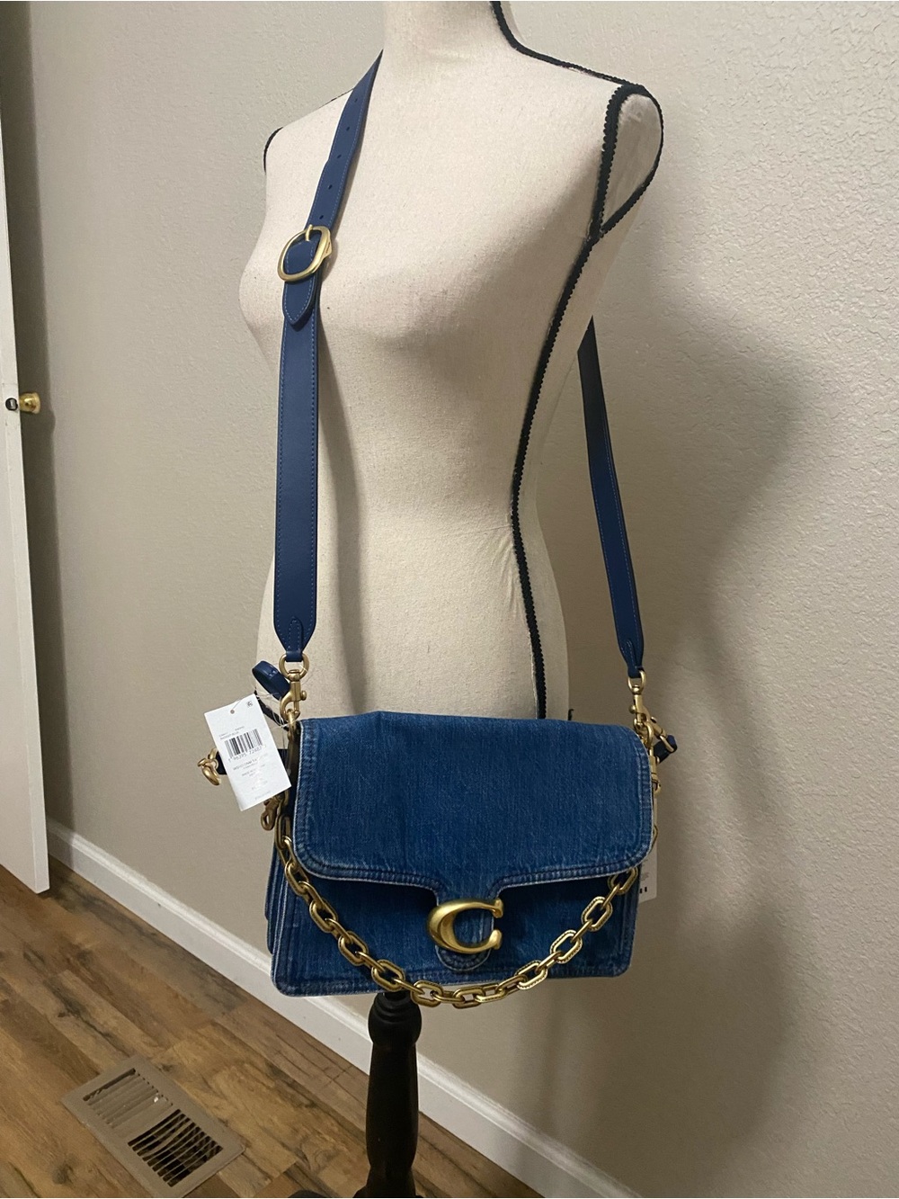 Coach Denim Chain-Accent Crossbody Bag -
Tabby 30 with Gold 'C"  &  Gold Chain